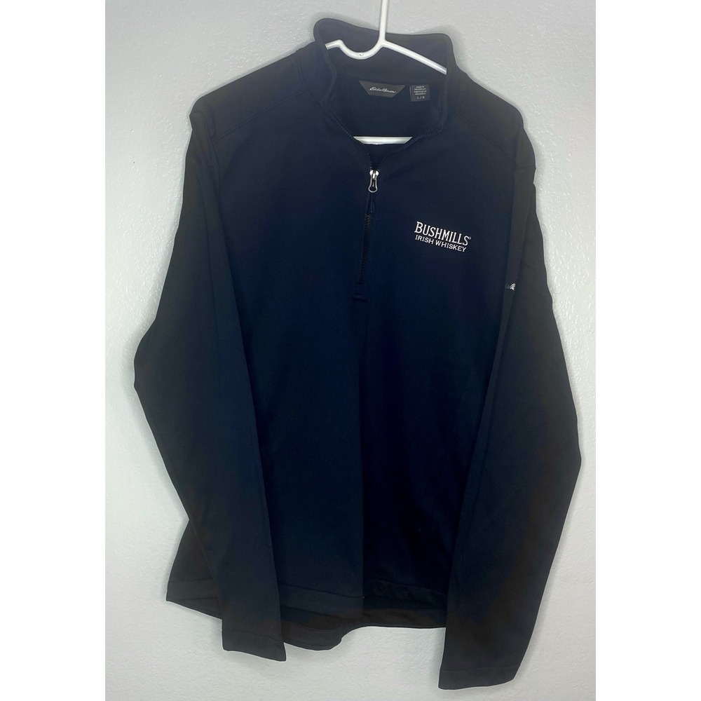 Eddie Bauer Bushmills Irish Whiskey‎ Men's Black 1/4 Zip Pullover Jacket - Large